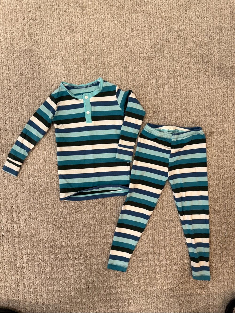 KicKee Pants Kids Blue Striped Pajama Set Long Sleeve Two-Piece, 3T